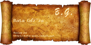 Bata Géza névjegykártya
